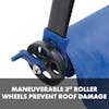 Maneuverable 3-inch roller wheels prevent roof damage.