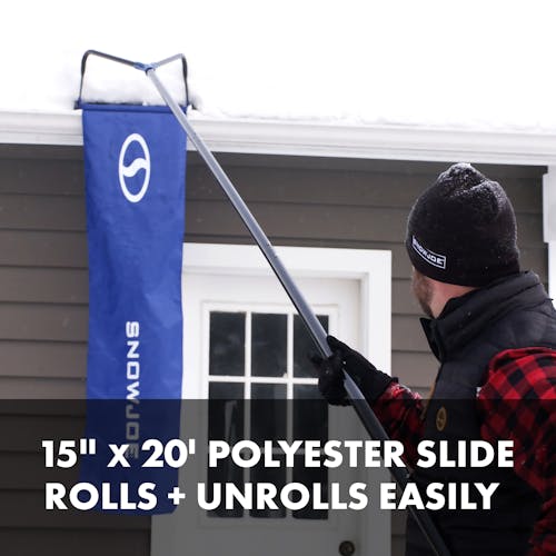 15-inch by 20-foot polyester slide rolls and unrolls easily.