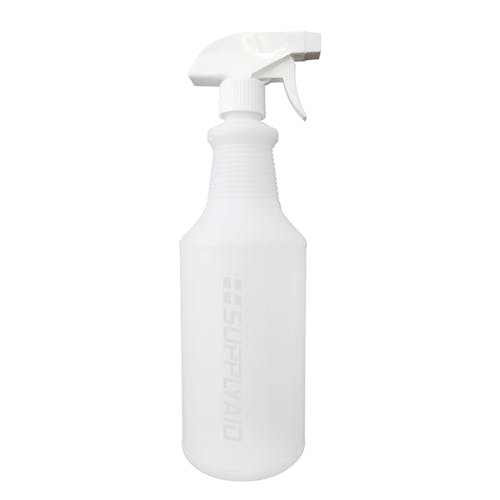 Plastic 32-ounce spray bottle.