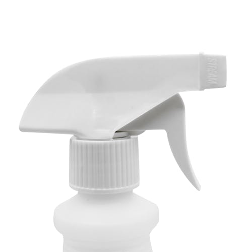 Side view of the nozzle on the spray bottle.