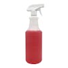 Plastic 32-ounce spray bottle with red liquid inside.