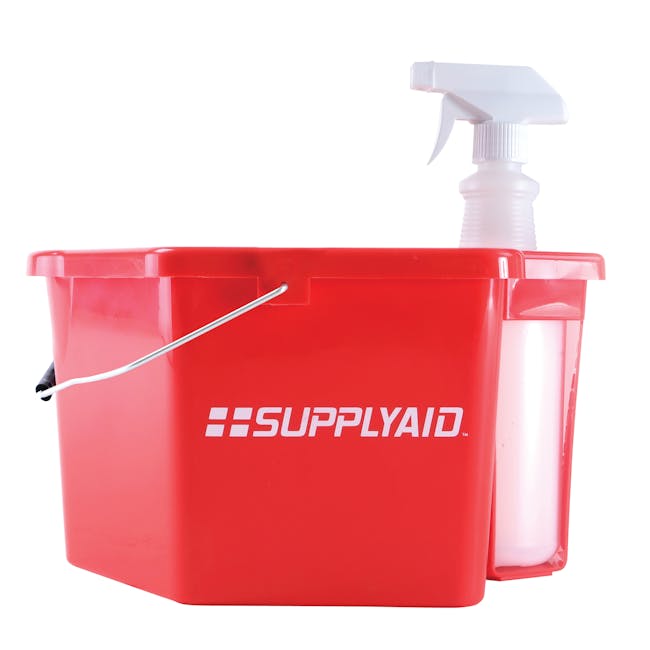 Supply Aid 6-Quart Sanitizing Bucket with 25 ounce spray bottle.