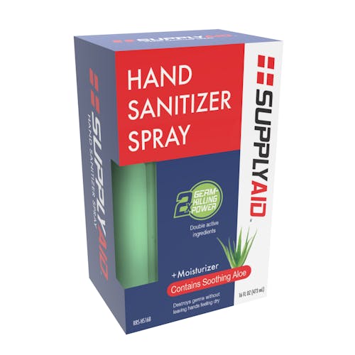 Packaging for the hand sanitzier spray.