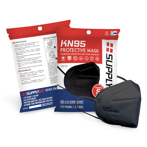 Supply Aid 5-pack of Black KN95 Protective Face Masks.