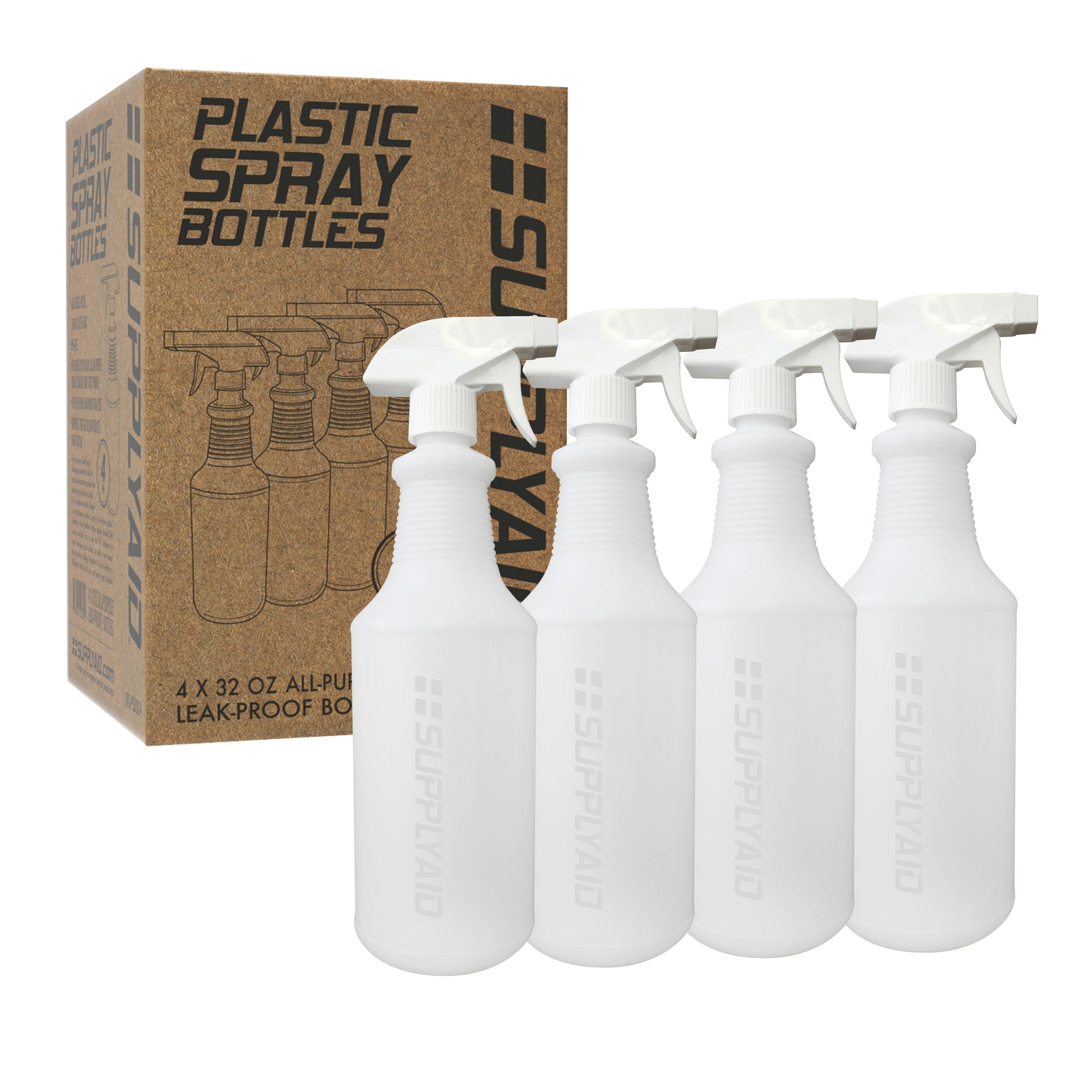Plastic Spray Bottle with Nozzle - White Opaque 32 oz