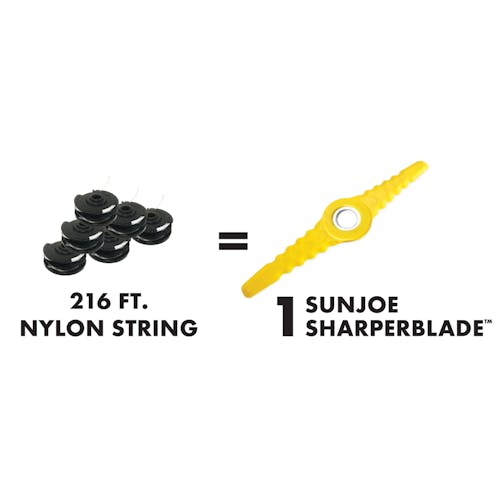 216 feet of nylong string = 1 sun joe sharperblade.