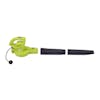Sun Joe 6-amp green-colored All-Purpose Electric Blower with tube attachments unconnected.