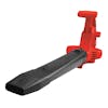 Angled view of the Sun Joe 14-amp 4-in-1 red-colored Electric Leaf Blower, Vacuum, Mulcher, and Gutter Cleaner with the blower tube and no bag.