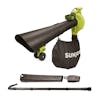 Sun Joe 14-amp 4-in-1 Electric Leaf Blower, Vacuum, Mulcher, and Gutter Cleaner with blower and gutting cleaning attachments.