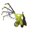 Side view of the Sun Joe 13-amp 10.6-gallon 2-in-1 Electric Vacuum and Mulcher with motion blur showing the collapsible handle.