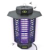 Sun Joe 18-Watt UV Indoor and Outdoor Bug Zapper turned on with insects around it.
