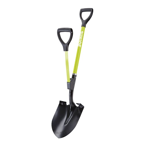 Sun Joe 9-inch Green Shovelution Strain-Reducing Utility Round-Point Digging Garden Shovel.