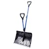 Snow Joe 20-inch Blue Shovelution Strain-Reducing Snow Shovel with spring assisted handle.