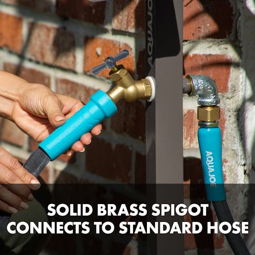 solid brass connection of aqua joe garden hose stand