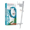 Aqua Joe White Garden Hose Stand with Brass Faucet and packaging beside it.