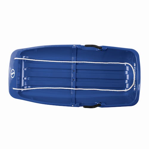 Top view of the Snow Joe 34-inch blue-colored kids snow sled.