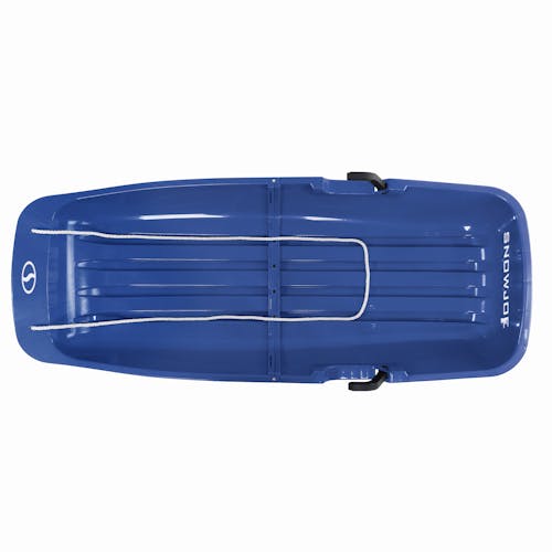 Top view of the Snow Joe 48-inch blue-colored kids snow sled.