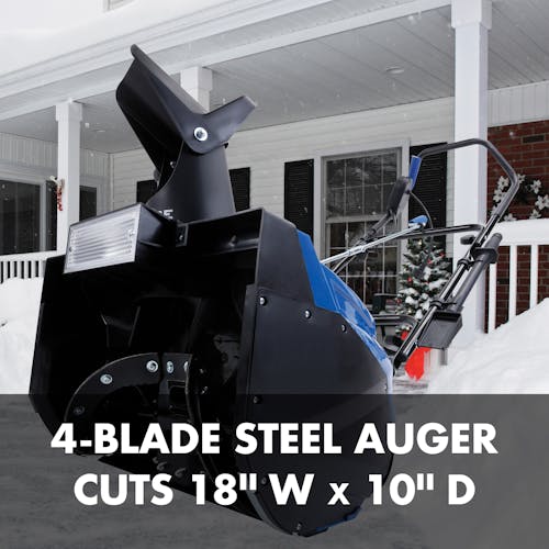 4-blade steel auger cuts 18 inches wide and 10 inches deep.