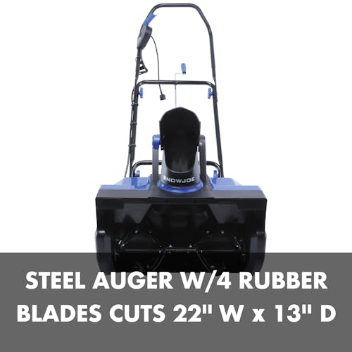 Steel auger with 4 rubber blades cuts 22 inches wide and 13 inches deep.
