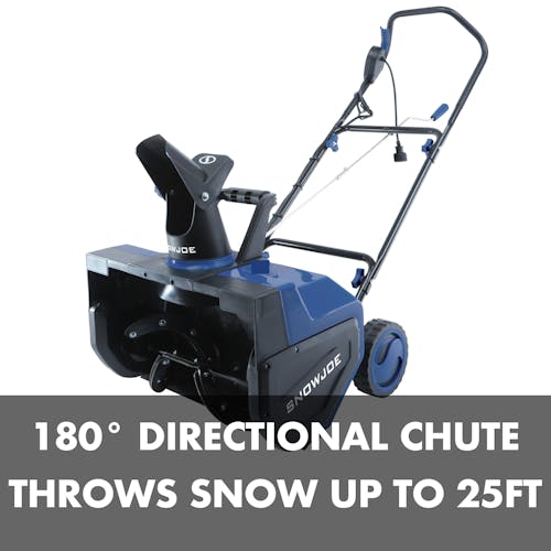 180-degree directional chute throws snow up to 25 feet.
