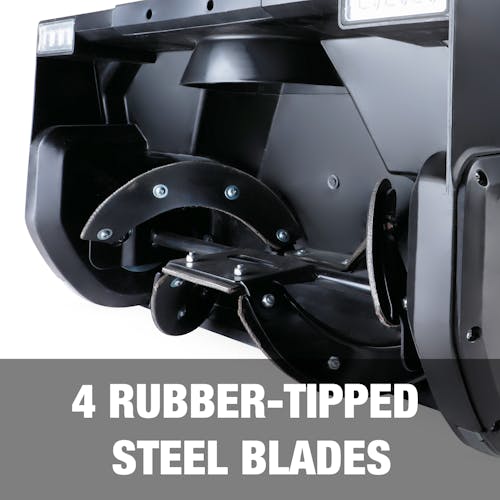 4 rubber-tipped steel blades.