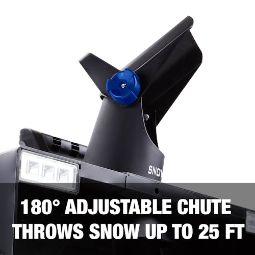 180-degree adjustable chute throws snow up to 25 feet.