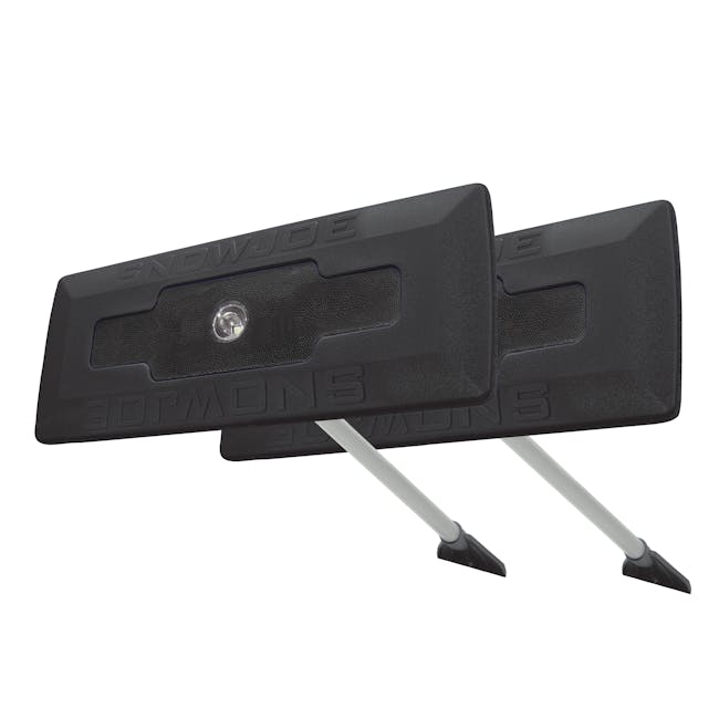 Snow Joe 2-pack of 4-in-1 telescoping black-colored snow broom and ice scraper with LED light.