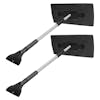 Rear-angled view of the Snow Joe 2-pack of 19-inch 2-In-1 Telescoping black Snow Broom and Ice Scrapers.