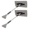 Rear-angled view of the Snow Joe 2-pack of 19-inch 2-In-1 Telescoping gray Snow Broom and Ice Scrapers.