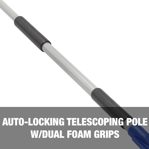 Auto-locking telescoping pole with dual foam grips.