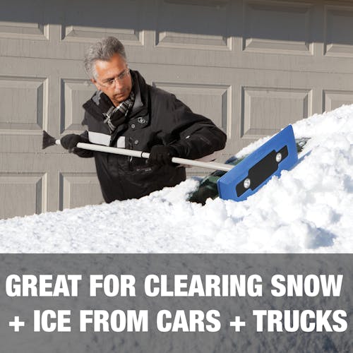 Great for clearing snow and ice from cars and trucks.