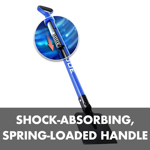 Shock-absorbing, spring-loaded handle.