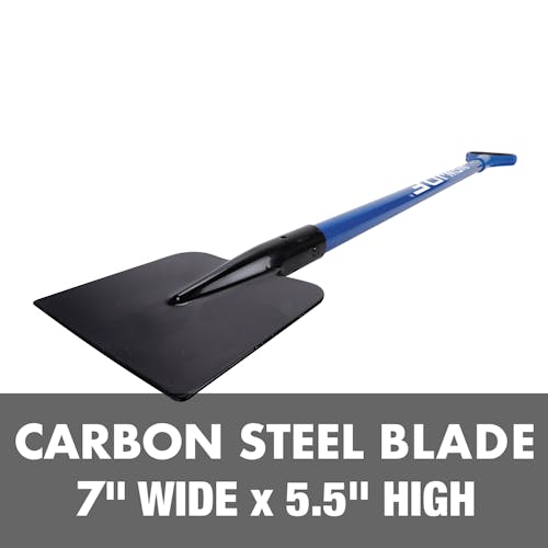 Carbon steel blade is 7 inches wide and 5.5 inches high.