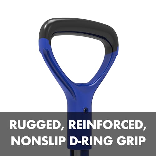 Rugged, reinforced, nonslip D-ring grip.