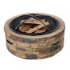 Sun Joe 28-Inch Classic Cast Stone Base, Wood Burning 24-Inch Fire Pit with Dome Screen and Poker.