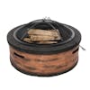 Sun Joe 35-Inch Rustic Wood Cast Stone Base, Wood Burning Fire Pit with Dome Screen and Poker.