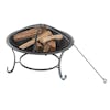 Sun Joe 30-Inch Round Steel Fire Pit with Dome Screen and Poker.