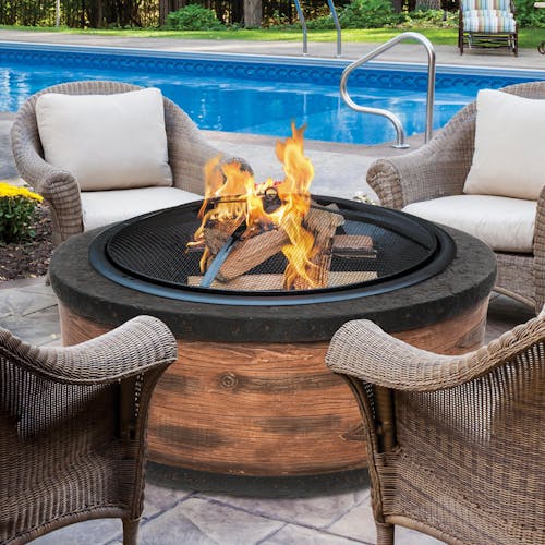 Cast Stone Fire Pit Rustic Wood, Sun Joe Sjfp30 D Replacement Bowl For Fire Pits In Backyards