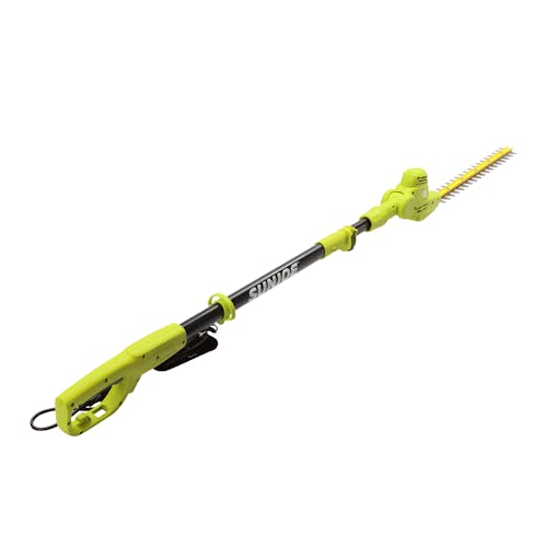 Rear-angled view of the Sun Joe 3.8-amp 18-inch Multi-angle Electric Pole Hedge Trimmer.