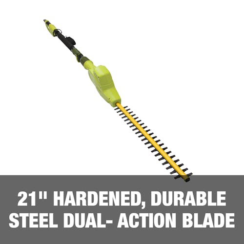 21-inch hardened, durable steel dual-action blade.
