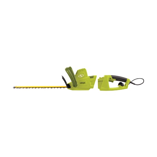 Side view of the Sun Joe 4.5-amp 19-inch Multi-Angle Telescoping Convertible Electric Pole Hedge Trimmer with the handle and no pole.