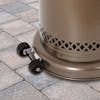 Close-up of the wheels on the Sun Joe Commercial and Residential Bronze Outdoor Propane Powered Patio Heater.