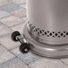 Close-up of the wheels on the Sun Joe Commercial and Residential Silver Outdoor Propane Powered Patio Heater.