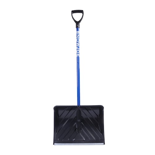 Front view of the Snow Joe 18-inch combination snow shovel and pusher.