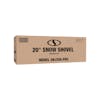 Packaging for the Snow Joe 20-inch Heavy-Duty Aluminum Ergonomic Snow Shovel.