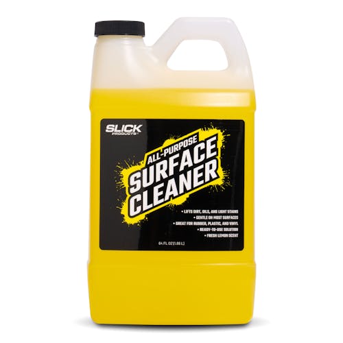 Front of packaging for slick all purpose surface cleaner