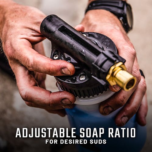 Adjustable soap ratio for desired suds.