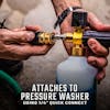 Attaches to pressure washer using a 0.25-inch quick connect.