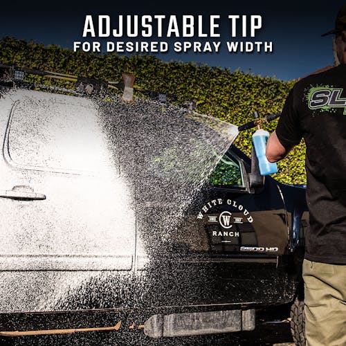 Adjustable tip for desired spray width.