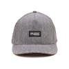 Front view of the Slick Products one-size-fits-all charcoal micro tech snapback hat.